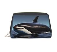 Orca Killer Whale Print Printed Portable Beauty Case, Compact Travel Pouch with Organized Interior Slots for Daily