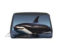 Orca Killer Whale Print Printed Portable Beauty Case, Compact Travel Pouch with Organized Interior Slots for Daily