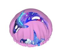 Orca Killer Whale Print Shower Cap For Women Men Reusable Lightweight Soft Bath Hair Cap With Elastic Band