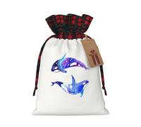 Orca Killer Whale Print Xmas Drawstring Gift Festive Packaging Christmas Birthday Bags Wrapping Needs