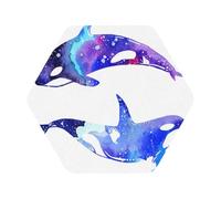 Orca Killer Whale Printed Coasters Set of 6, Tabletop Protection Leather Coasters for Cup Drinks Coffee Pads Beer Bar Mat Gifts, Hexagon