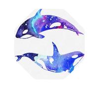 Orca Killer Whale Printed Coasters Set of 6, Tabletop Protection Leather Coasters for Cup Drinks Coffee Pads Beer Bar Mat Gifts, Octagon