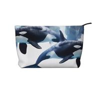 Orca Killer Whale Printed Makeup Bag Corduroy Travel Cosmetic Bags Cosmetic Case Toiletry Bag Organizer for Women Mom Girls