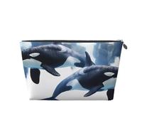 Orca Killer Whale Printed Travel Cosmetic Bags with Silver Zipper Makeup Organizer Cosmetic Case Toiletry Bag for Women Mom Girls
