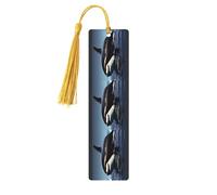 Orca Killer Whale Printwooden Bookmarks Set for Reading, 5 Pc Thoughtful Cute Book Mark Clips Lovers Gifts