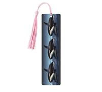 Orca Killer Whale Printwooden Bookmarks Set for Reading, 5 Pc Thoughtful Cute Book Mark Clips Lovers Gifts