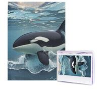 Orca Killer Whale Puzzles from Photos 500 Pieces Personalized Wooden Puzzle Challenging Jigsaw Puzzles for Adults Custom Picture Puzzle Gifts for Family Wedding Friend