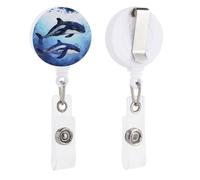 Orca Killer Whale Retractable Badge Holder, Badge Reel with Clip 27.6 Inch Retractable Cord,ID Badge Holder Reel for Nurse,Volunteer,Teacher,Office Workers