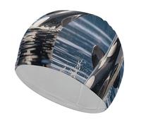 Orca Killer Whale Swim Cap, Comfortable Swimming Cap for Women Men, Waterproof for Training Pool & Beach