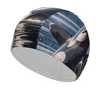 Orca Killer Whale Swim Cap High Elasticity Anti Slip Waterproof Comfortable Swim Hat Bathing Cap for Men Women