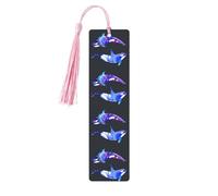 Orca Killer Whale Tassel Bookmarks Set for Women, 5 Pc Wooden Book Study Supplies Accessories for Reading