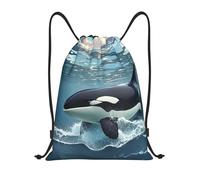 Orca Killer Whale Women Men Swimming Bags Foldable String Backpack Large Pe Bag For Yoga Hiking Picnic