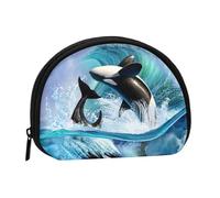 Orca Killer Whales Wave, Women's Storage Bag Shell Makeup Bag Small Coin Purse Shell Change Pouch