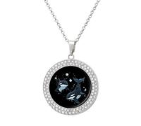 Orca Killer Whales Women's Custom Pendant Necklace Round Diamond Necklaces Jewelry Gifts for Men Birthday