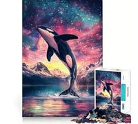 Orca Leaping Into The Stars Jigsaw Puzzles for Adults 1000 Pieces Fine Logic Toy Casual Relax Neat Edge Fine Art Piece (38x52cm)