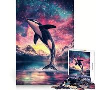 Orca Leaping Into The Stars Jigsaw Puzzles for Adults 1000 Pieces Fine Logic Toy Casual Relax Neat Edge Fine Art Piece (38x52cm)