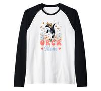 Orca Mom Leopard Bow Tie Colorful Flowers Mother's Day Raglan Baseball Tee