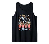Orca Mom Leopard Bow Tie Colorful Flowers Mother's Day Tank Top
