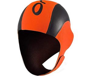ORCA Neoprene Swimming Cap, Unisex, Orange / Black, Size S/M