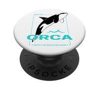 Orca Protect the Whales and Ocean Animal Design PopSockets Adhesive PopGrip