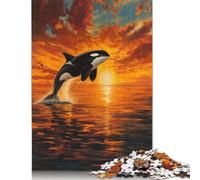 Orca Sunset Ocean Scenic Puzzle Relax Challenge Toy Paper Rectangular Jigsaw Puzzle for Boy Or Girl 1000pcs (26x38cm)