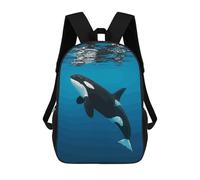 Orca Swimming Underwater Illustration Backpack, 3D Printed School Bag, School Lunch Bag, Travel Backpack, Friends Backpack, School Backpack for Girls And Boys 17inch