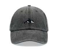 Orca Whale Baseball Cap Vintage Washed Unisex Dad Hat Adjustable Black