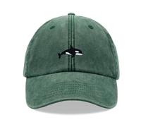 Orca Whale Baseball Cap Vintage Washed Unisex Dad Hat Adjustable Bottle Green