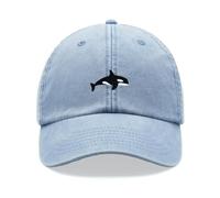 Orca Whale Baseball Cap Vintage Washed Unisex Dad Hat Adjustable Light Blue