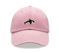 Orca Whale Baseball Cap Vintage Washed Unisex Dad Hat Adjustable Pink