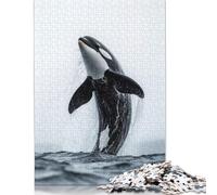 Orca Whale Jump Out Water Jigsaw Puzzles Puzzle for Adults Kids. 1000 Pieces Impossible Challenge Toy Educational Games Home Decoration for Educational Games Gifts 1000pcs (75x50cm)