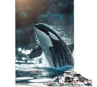 Orca Whale Killer Wooden Puzzles 500 Piece Jigsaw Puzzles for Adults Educational Game Challenge Toy Christmas Eve Gifts 500pcs (52x38cm)