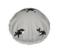 Orca Whale Seamless Pattern Cartoon Style,Shower Cap Nightcap Double Layer Waterproof Elastic Bath Cap Reusable Hair Cap