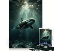 Orca Whale Swimming Underwater with Sunbeams Jigsaw Puzzle for Adults 1000 Pieces Boost Recall Leisure Fun Accurate Edge Lovely Present (50x75cm)