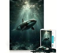 Orca Whale Swimming Underwater with Sunbeams Jigsaw Puzzle for Teenagers 1000 Pieces Strong Logic Toy Quiet Calm Clear Edge Elegant Gift (38x52cm)