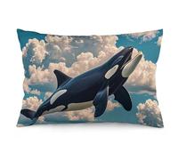 Orcas in The Sky and Clouds Pillow Cover Double-Sided Soft Pillowcase 12 "x20, Decorative Throw Pillow Case for Sofa Bed Car Outdoor