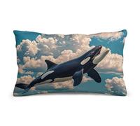 Orcas in The Sky and Clouds Pillow Cover Double-Sided Soft Pillowcase 8"x12", Decorative Throw Pillow Case for Sofa Bed Car Outdoor