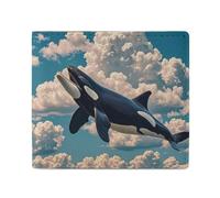 Orcas in The Sky And Clouds Wallet Elegant Leather Wallets with ID Window & 2 Card Slots, Slim Bifold Wallet for Men Women