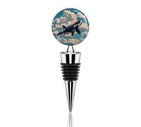 Orcas in The Sky And Clouds Wine Stopper Zinc Alloy - Elegant Vacuum Wine Bottle Stoppers with Silicone Seal, Reusable Bottle Sealer for Champagne, Gifts, Bar, Wedding, Holiday Party