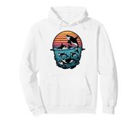 Orcas Jumping by Moonlight Pullover Hoodie