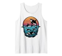 Orcas Jumping by Moonlight Tank Top