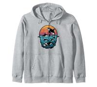 Orcas Jumping by Moonlight Zip Hoodie