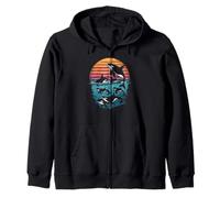 Orcas Jumping by Moonlight Zip Hoodie