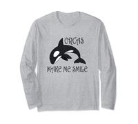 Orcas Make Me Smile Whale Sea Animal Long Sleeve T-Shirt