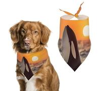 Orcas Sunset Whale Ocean Dog Bandanas Triangle Scarfs Printing Bib Scarf Adjustable Accessories for Small Dogs And Cats