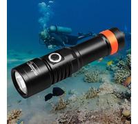 Orcatorch D530 Scuba Dive Light, 1500 Lumens, 7 Degrees Narrow Beam Angle, Titanium Alloy Side Button Switch, 3 Lighting Modes, with Status Indicator, for Underwater 150 Meters Diving