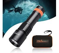 Orcatorch D700 1700 Lumens Dive Torch with 6° Narrow Beam, Mechanical Twist Switch, IP68 Waterproof Night Diving Light, 150 Meters Backup Underwater Flashlight for Deep Sea and Cave Exploration