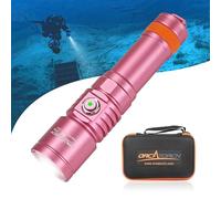 ORCATORCH D710 Scuba Diving Light, 3000 Lumens Super Bright Underwater Torch with 6 Degrees Narrow Beam, IP68 Waterproof Night Dive Flashlight 150 Meters Submersible lamp (Pink)