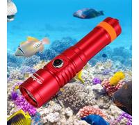 ORCATORCH D710 Scuba Diving Torch, 3000 Lumens Super Bright Underwater Flashlight with 6 Degrees Narrow Beam, IP68 Waterproof Night Dive lamp 150 Meters Submersible Light (Red)