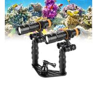 ORCATORCH D710V MK2 Dual Underwater Video Torch System 4600 Lumens, 120° Wide Angle Dive Light Set White/Red/Fluorescence, Camera Tray & Flex Arms, IP68 Waterproof for Video, Photography, Night Diving